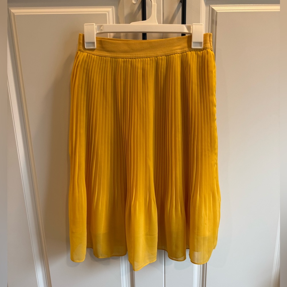 A New Day Yellow Pleated Midi Skirt